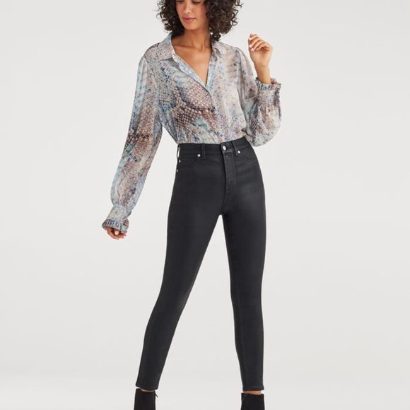 7 For All Mankind Denim - 7FAM Bl(air) High Waist Ankle Skinny Black Jeans